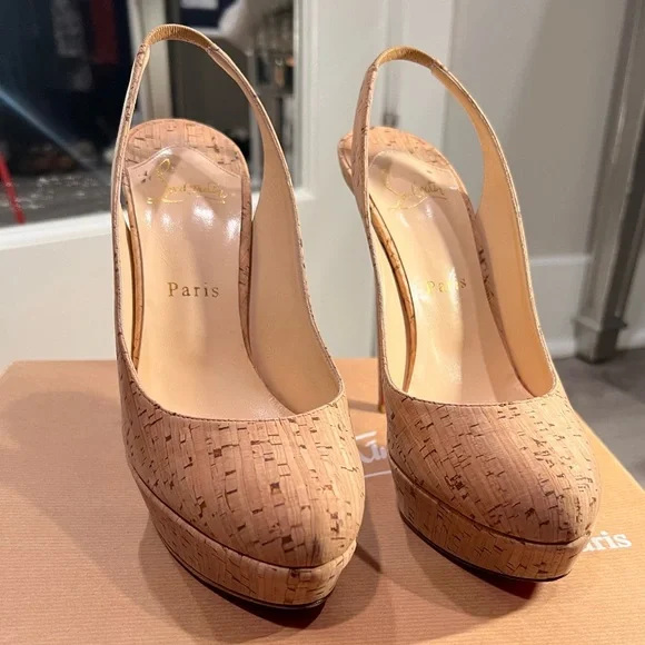 100 Authentic Christian Louboutin Cork Slingback sz 37 - Picture 7 of 7